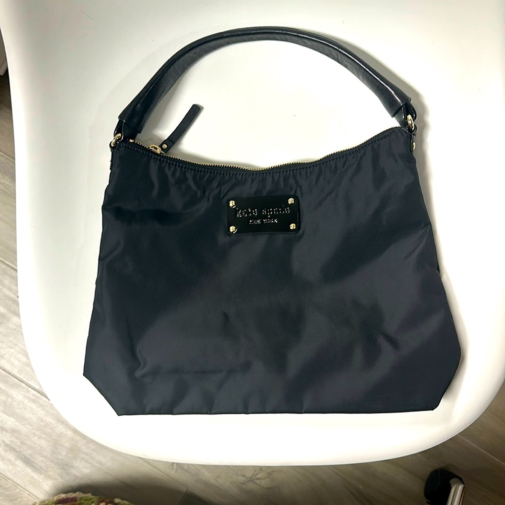 Kate Spade New York Top Handle Bag, Black Nylon, Gold-Tone Hardware, Flat Handle